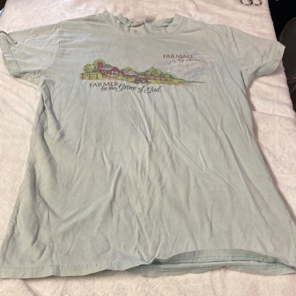 Light Blue Graphic Tee - Farmer by the Grace of God